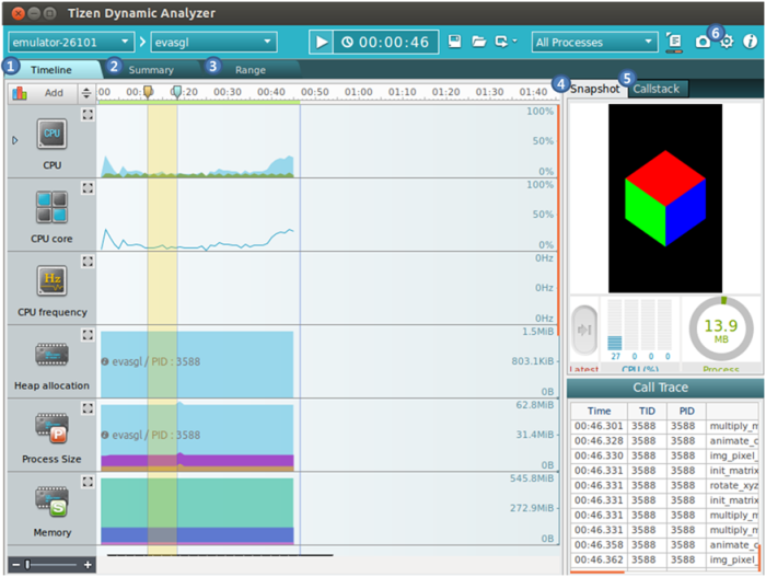 Dynamic Analyzer screen