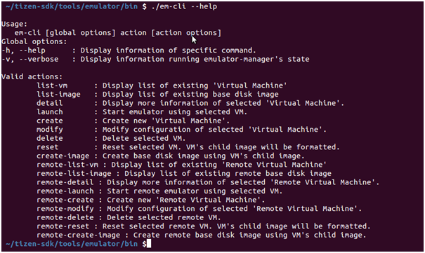 Emulator Manager command line