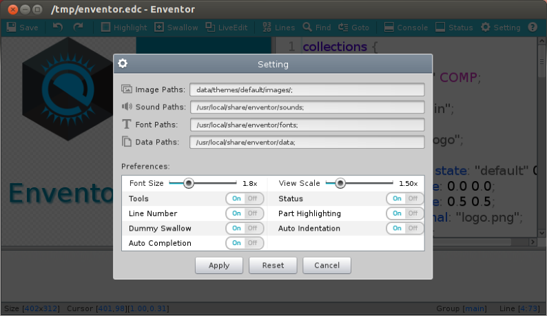 Configuration Setting window