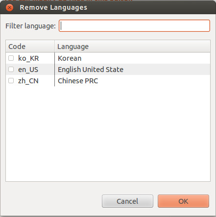 Removing languages