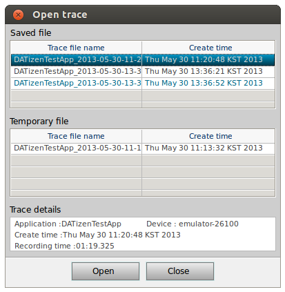 Open Trace window