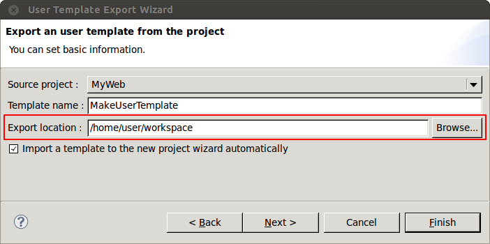 User template export location