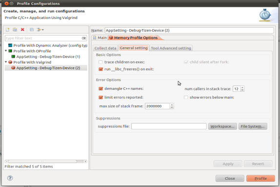 Memory error and memory leak data options