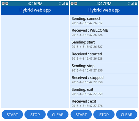 HybridWebApp screen