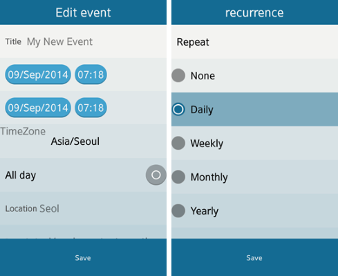 Customizing editing and recurrence