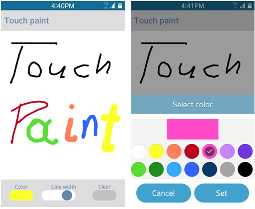 TouchPaint screen