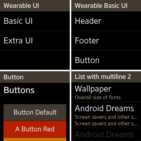 WearableUIComponents screens