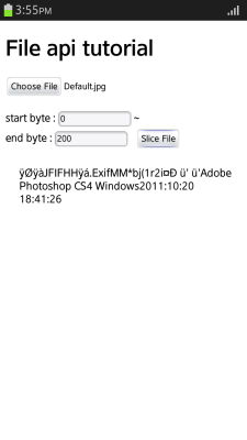 Slicing a file (in mobile applications only)