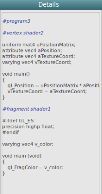 OpenGL® Details view