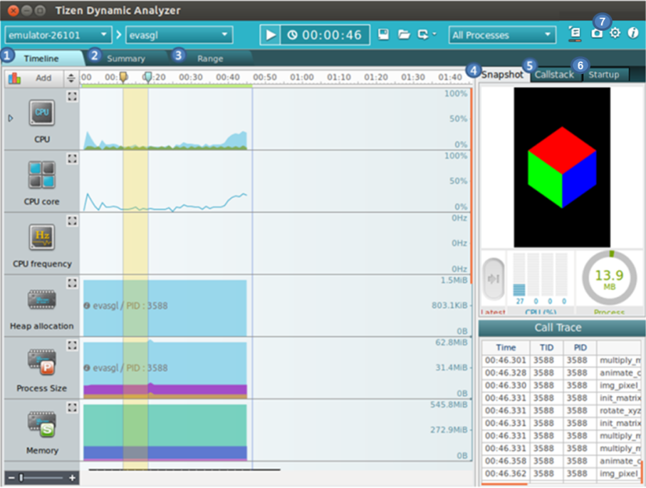 Dynamic Analyzer screen