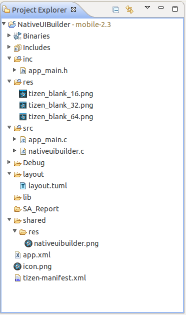 Default project folder structure