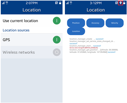 Location settings and indicator