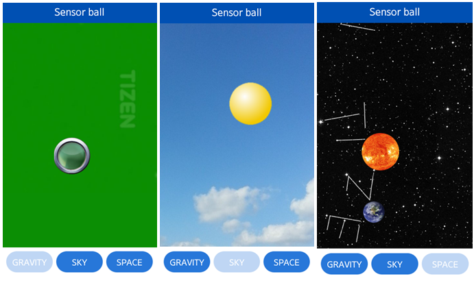 SensorBall screen