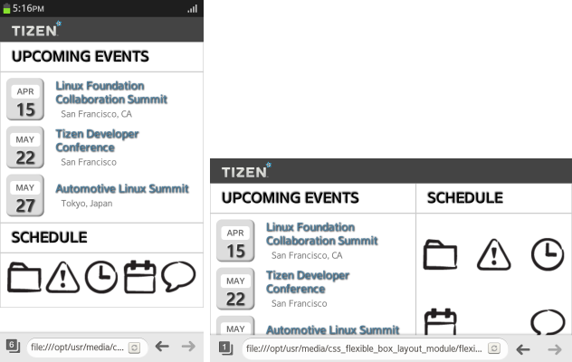 Article areas with a flexible box layout for small screens (in mobile applications only)