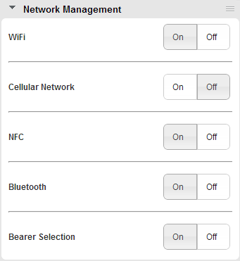 Network Management panel