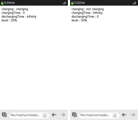 Displaying battery status (in mobile applications only)