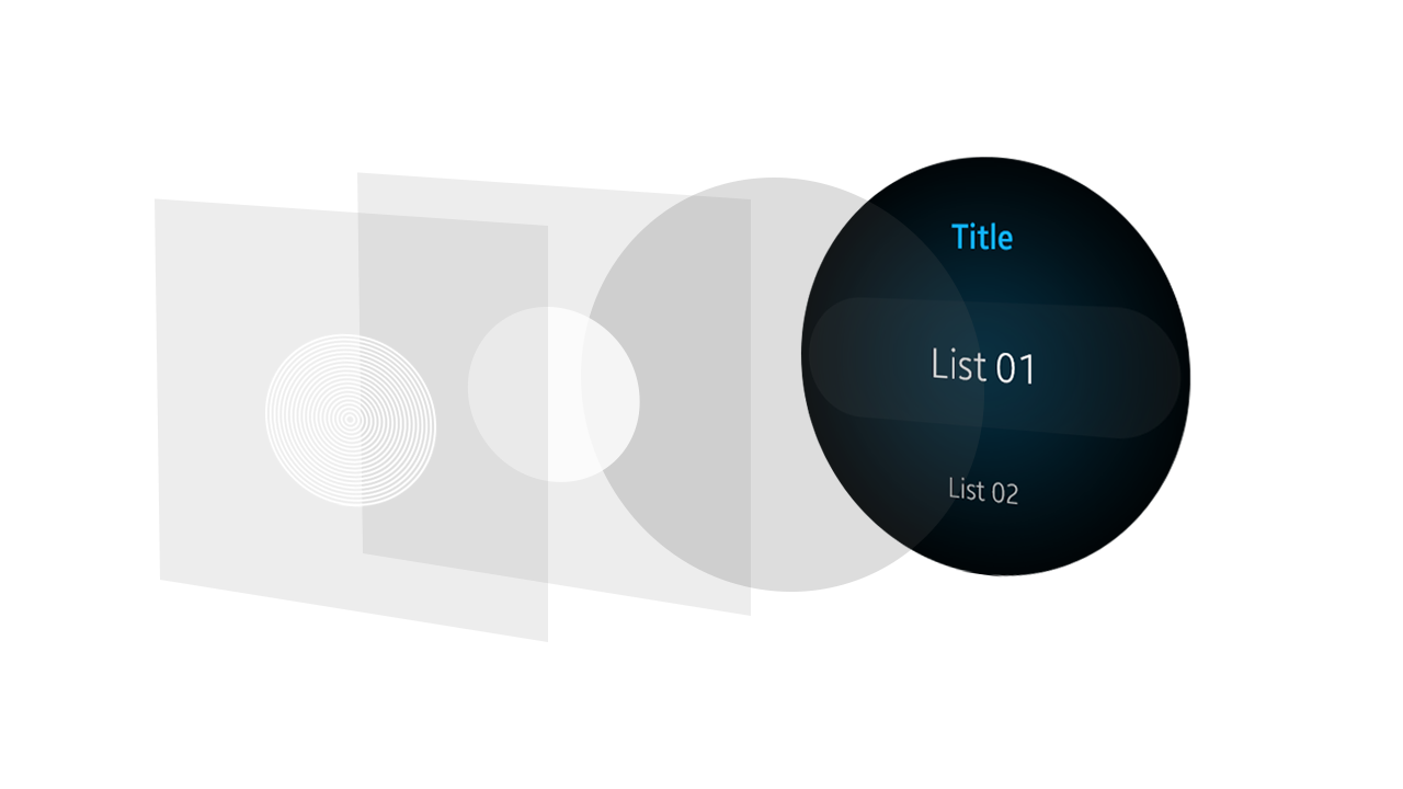 Three color layers with different opacities over the background