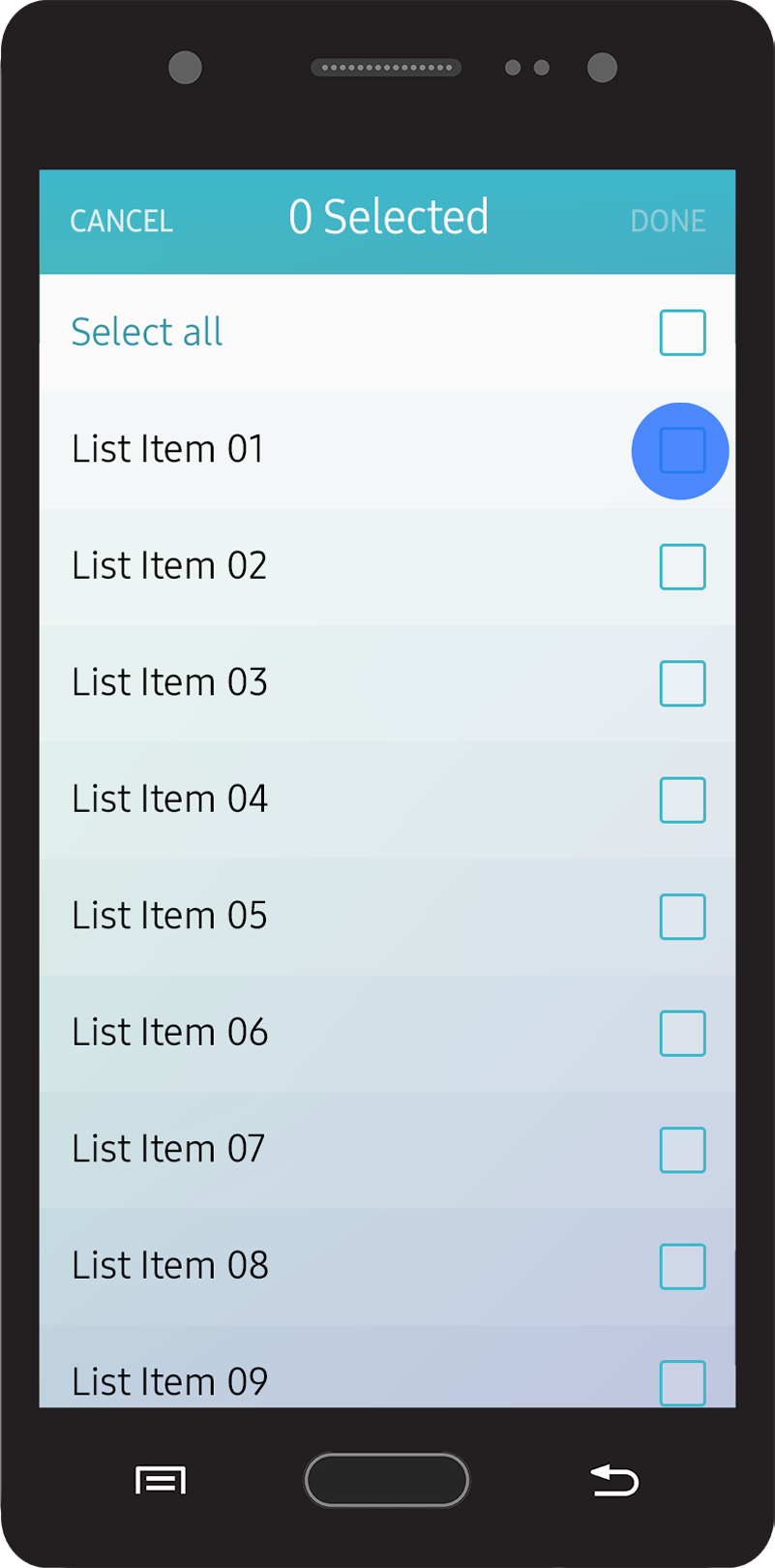 Multi-selection in a list view