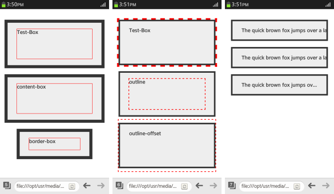 Box model properties (in mobile applications only)