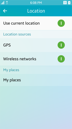 Showing location settings