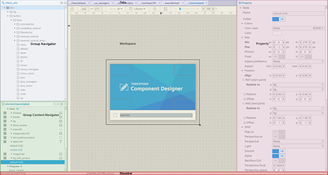 Component Designer window blocks