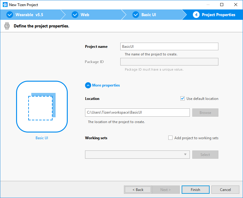 Setting project properties