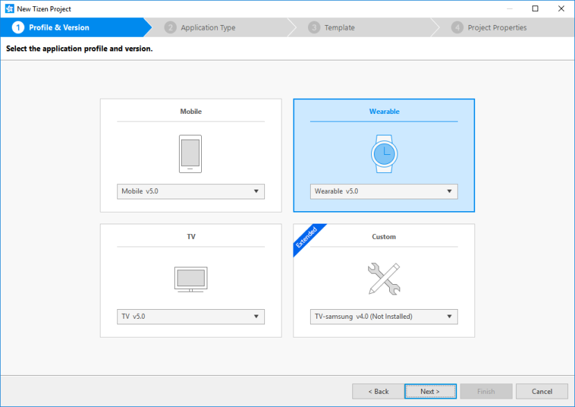 Selecting the profile and version