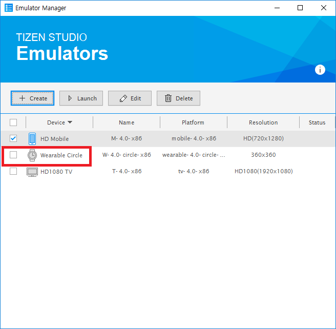 Tizen Emulator Manager