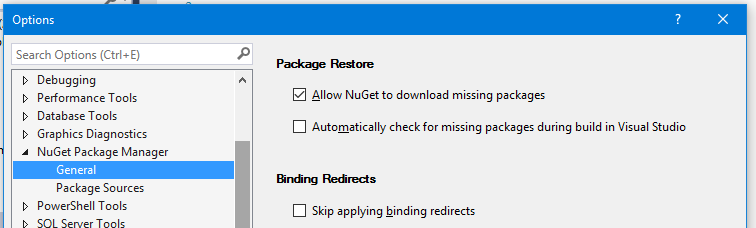 Package restore options