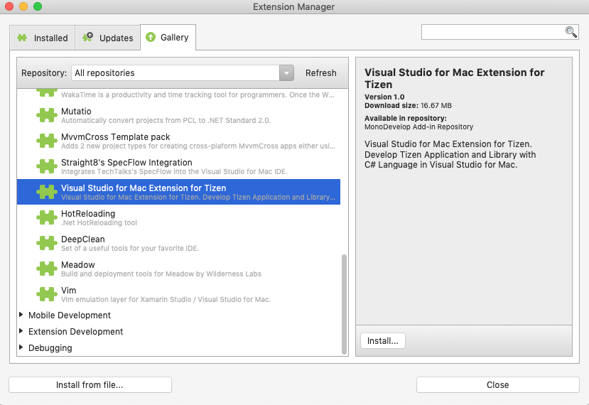 visual studio for mac extensions marketplace where is it