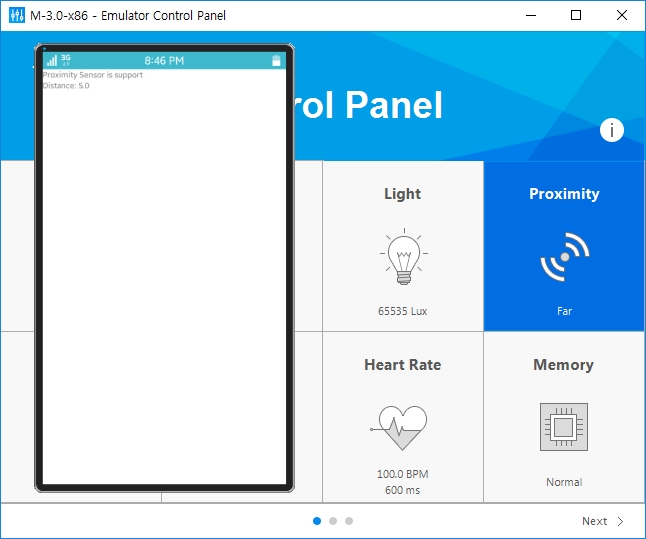 Proximity sensor emulator control panel