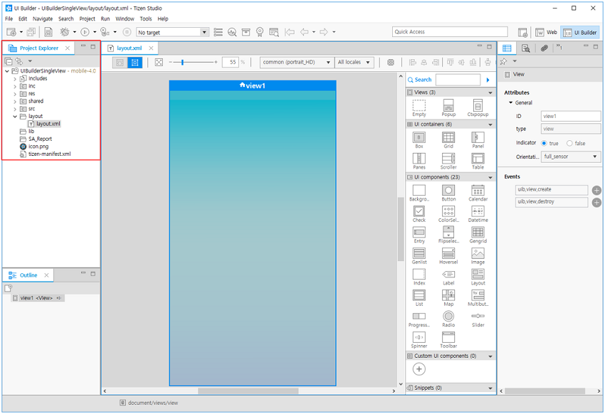 UI Builder views and default project structure