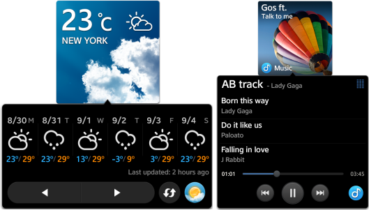 Dynamic Box and Drop View with weather and music applications