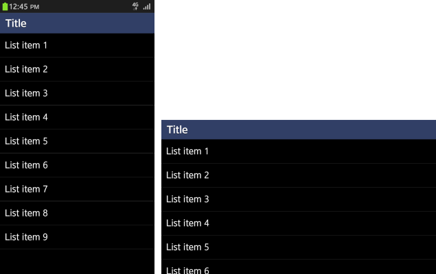 Screen orientation with a list view