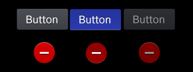 List buttons, and footer text and icon buttons
